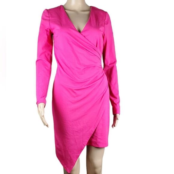 Adelyn Rae Hot Pink Wrap Dress - Picture 1 of 6